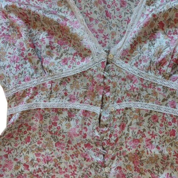 ZARA Romantic Long Sleeve Pink and White Floral Dress Size Small - Picture 3 of 11